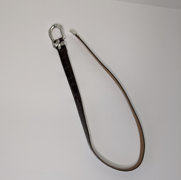 Brighton Italian Leather Brown Silver Buckle Belt - Picture 4 of 4